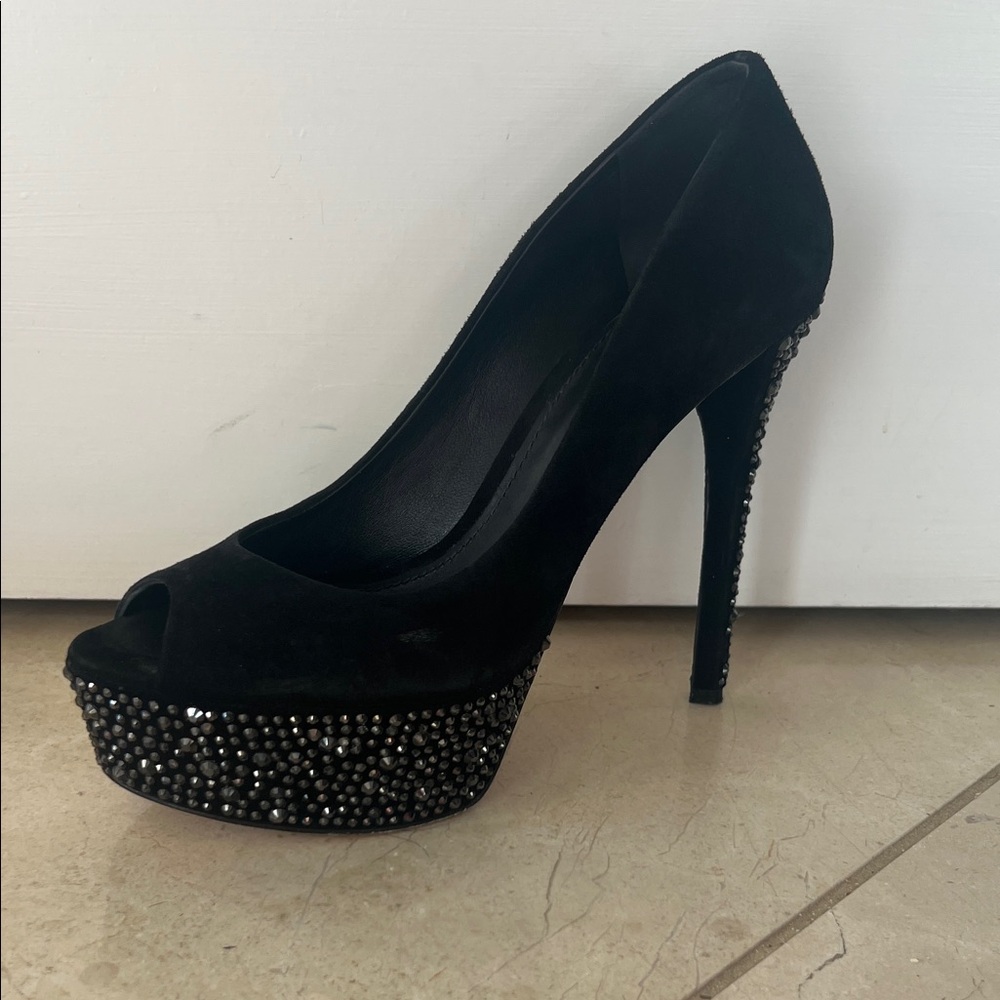 Brian Atwood Black Studded Platform Heels